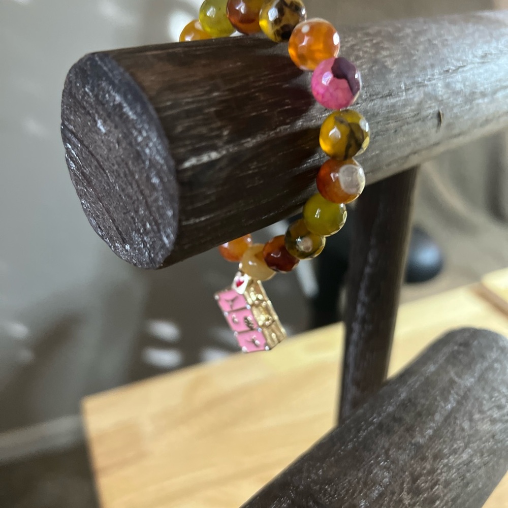 🧳 Agate with Pink Luggage Charm. Handmade - Picture 4 of 6